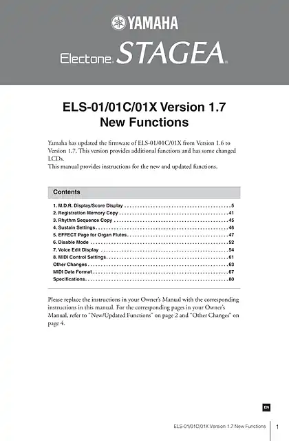 yamaha雅马哈ELS-01_01C_01X Version 1.7 New Functions